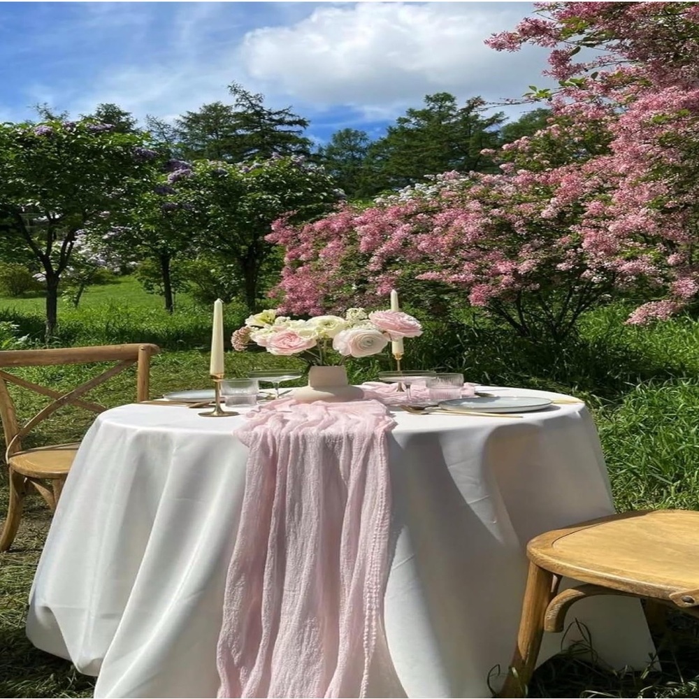 7-Pack Cheesecloth Table Runners – Dusty Rose Boho Wedding Decor